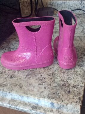 UGG Pink Glitter Kids Rain Boots Size 8 Toddler